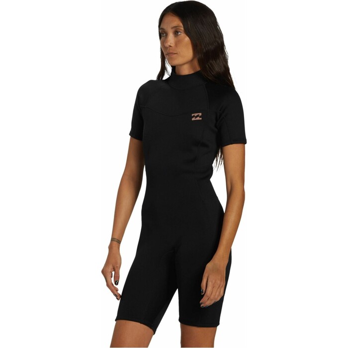 2024 Billabong Womens Foil 2mm Back Zip Shorty Wetsuit ABJW500112 - Black